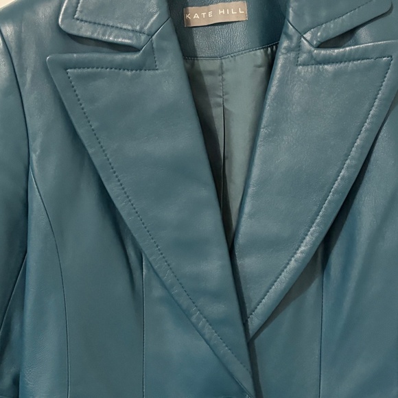 Kate Hill teal leather jacket size 4 - Picture 7 of 8